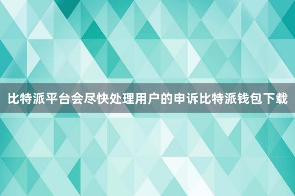 比特派平台会尽快处理用户的申诉比特派钱包下载