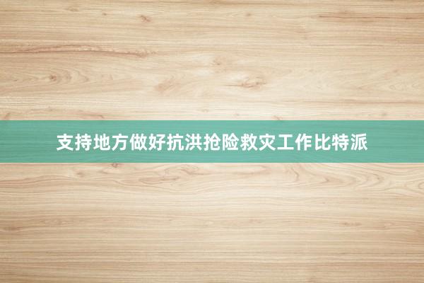 支持地方做好抗洪抢险救灾工作比特派