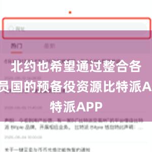 北约也希望通过整合各成员国的预备役资源比特派APP